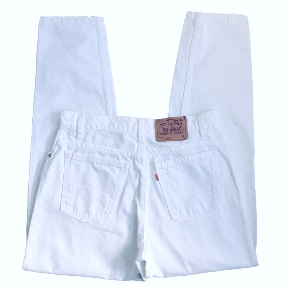 Vintage Levi’s 951 Relaxed Fit Tapered High Rise White Denim Jeans Sz 14 Medium